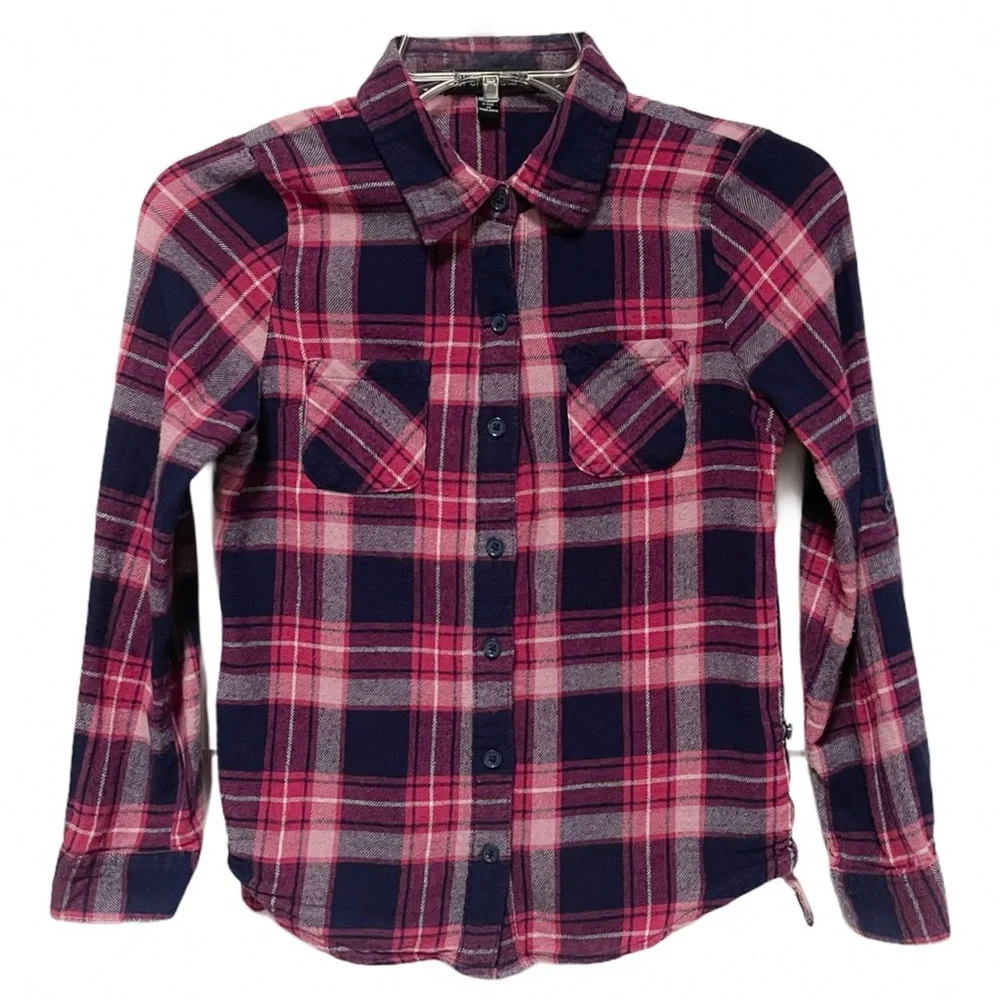 Derek Heart Pink Plaid Cotton Flannel Shirt
